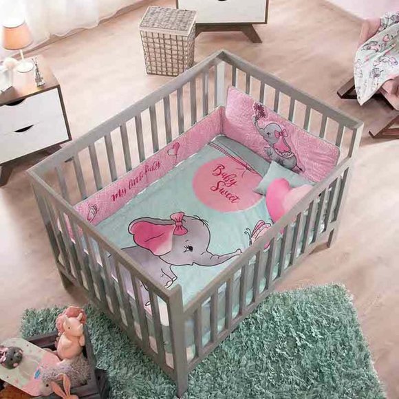 Multicolor Elephant Print Baby Crib Bedding Set